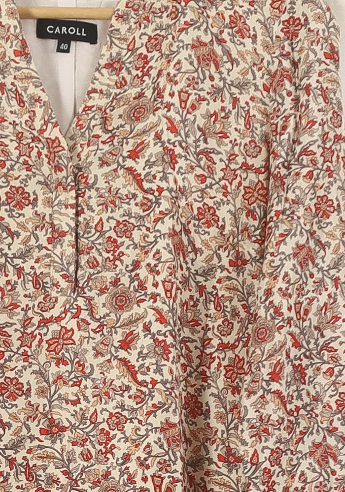 Robe Imprimée Orange et Écru - Taille L/40 de la marque Caroll | PARAD72202 - Vendu par Paradigme - Image 3