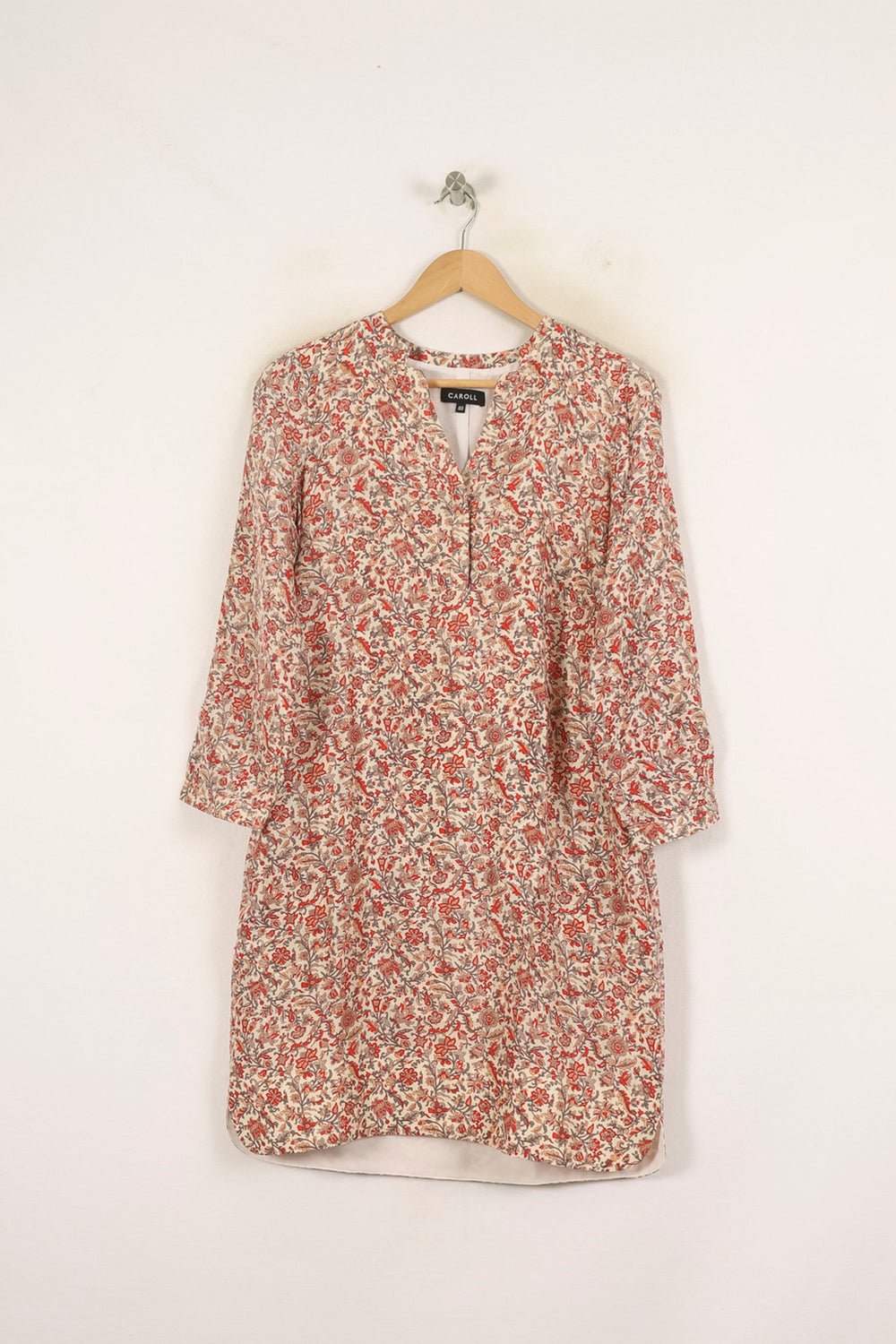 Robe Imprimée Orange et Écru - Taille L/40 de la marque Caroll | PARAD72202 - Vendu par Paradigme - Image 2