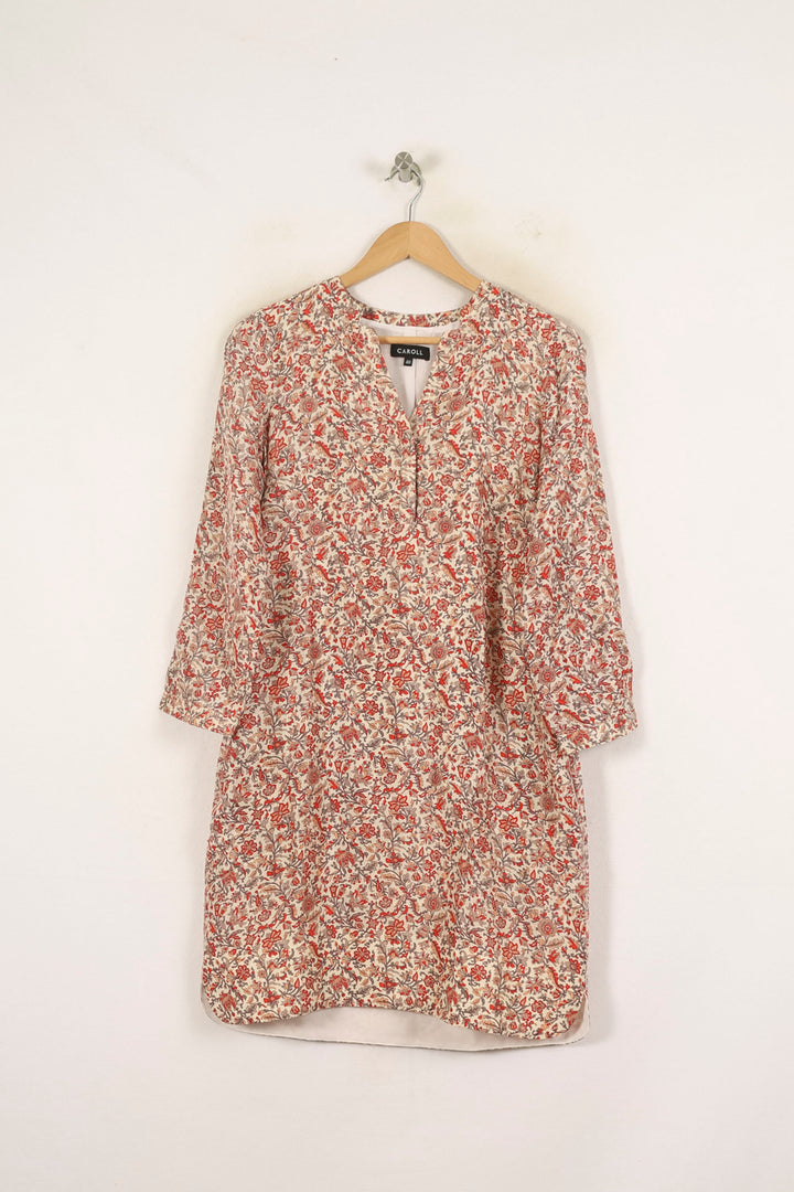 Robe Imprimée Orange et Écru - Taille L/40 de la marque Caroll | PARAD72202 - Vendu par Paradigme - Image 2