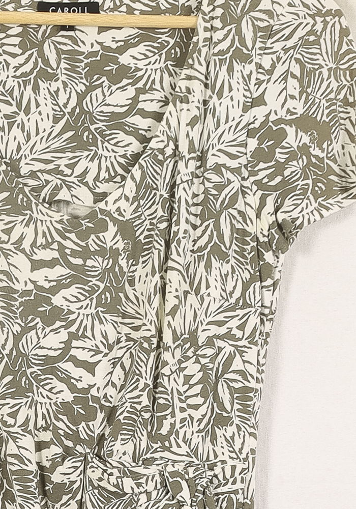 Robe Midi Verte et Blanche - Taille S/36 de la marque Caroll | PARAD72203 - Vendu par Paradigme - Image 3