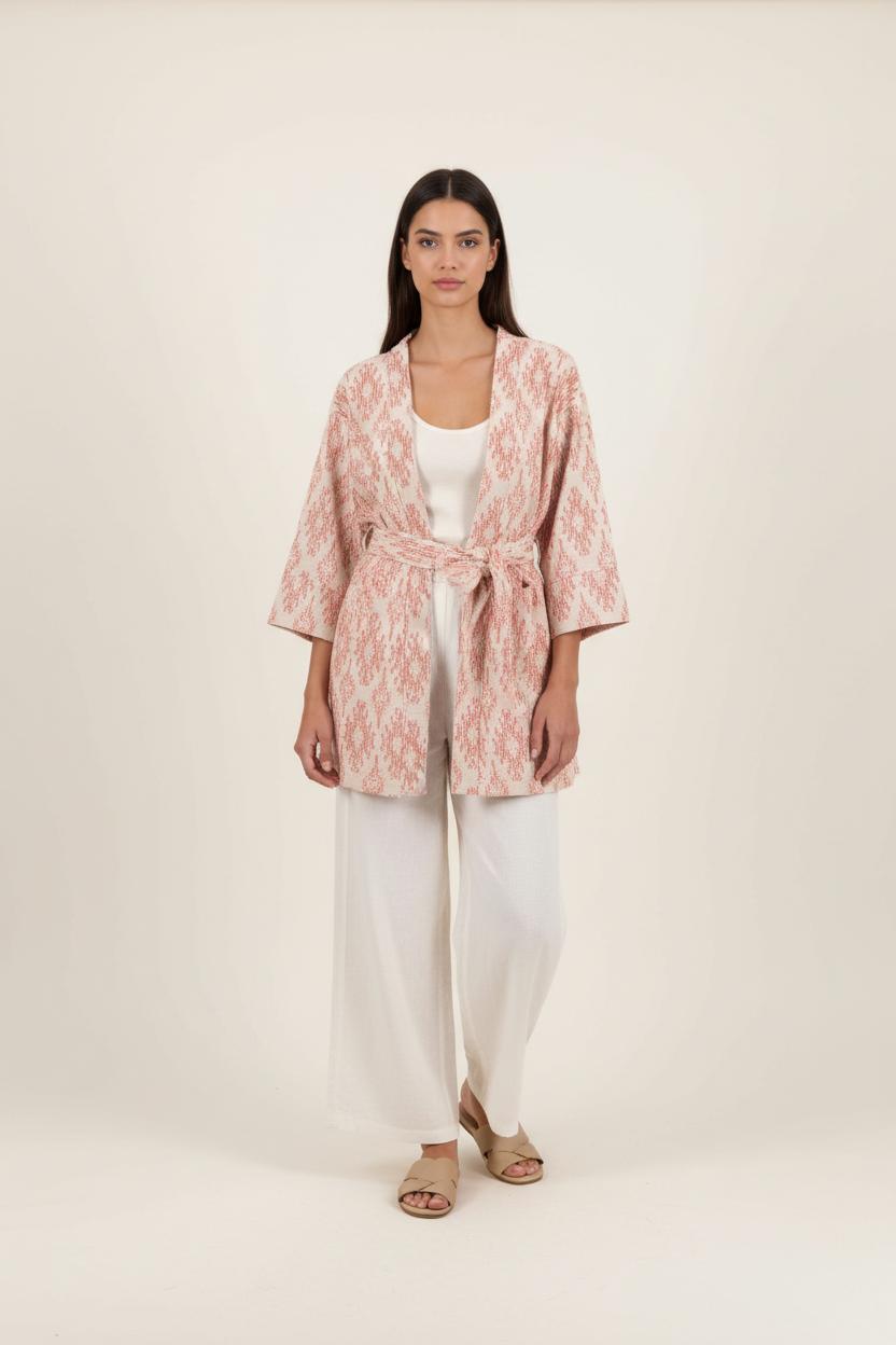 Kimono Rose et Blanc - Taille S/36 de la marque La Fée Maraboutée | PARAD72210 - Vendu par Paradigme - Image 1
