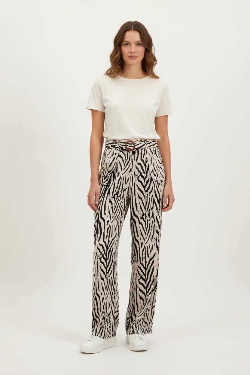 Pantalon Large Beige et Noir - Taille XS/34 de la marque Caroll | PARAD72253 - Vendu par Paradigme - Image 1