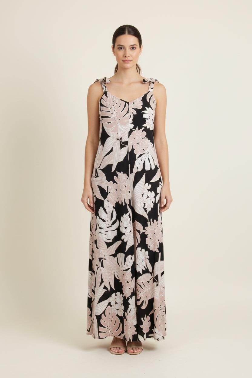 Robe Longue Noire et Beige - Taille XL/42 de la marque La Fée Maraboutée | PARAD72263 - Vendu par Paradigme - Image 1