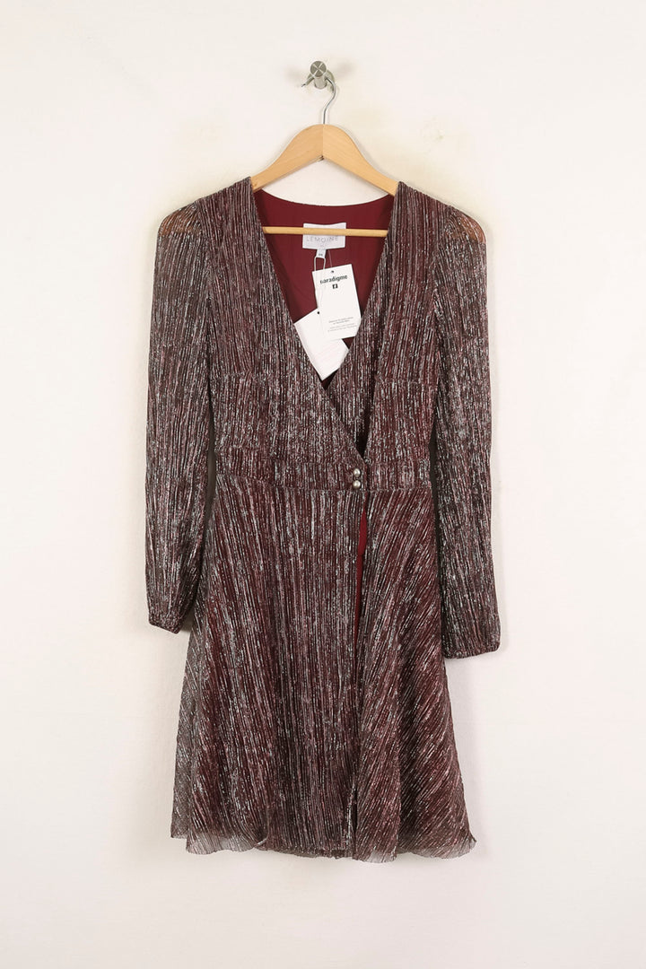 Robe Plissée Bordeaux et Argenté - Taille S/36 de la marque Maison Lemoine | PARAD72300 - Vendu par Paradigme - Image 2