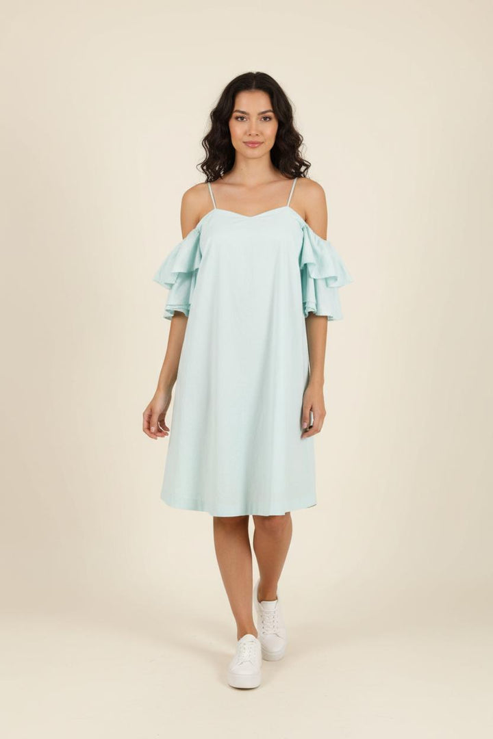 Robe Épaules Dénudées Bleue Claire - Taille S/36 de la marque Claudie Pierlot | PARAD72310 - Vendu par Paradigme - Image 1