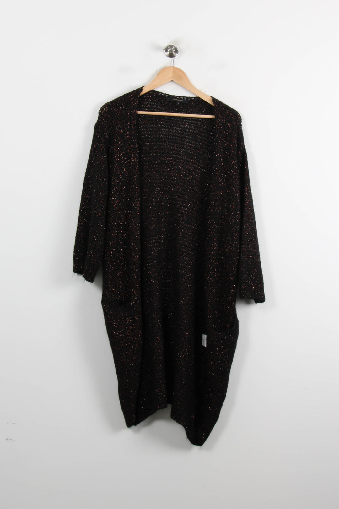 Cardigan Noir et Orange - Taille L/40 de la marque La Fée Maraboutée | PARAD72314 - Vendu par Paradigme - Image 2