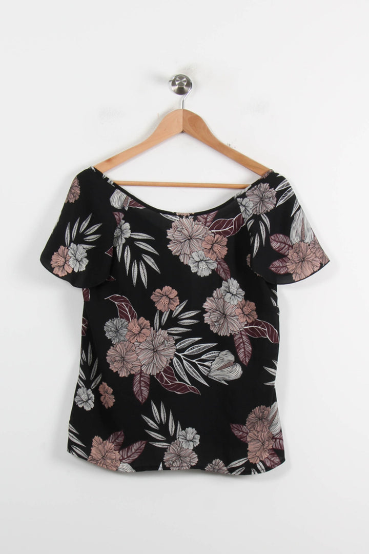Blouse Noire et Rose - Taille L/40 de la marque La Fée Maraboutée | PARAD72316 - Vendu par Paradigme - Image 2