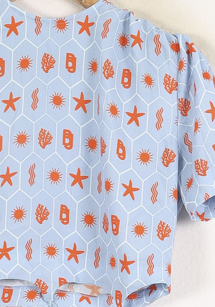 Blouse Bleu et Orange - Taille S/36 de la marque Barje | PARAD72343 - Vendu par Paradigme - Image 3