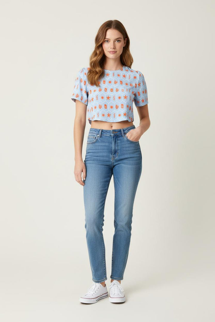 Blouse Bleu et Orange - Taille S/36 de la marque Barje | PARAD72343 - Vendu par Paradigme - Image 1
