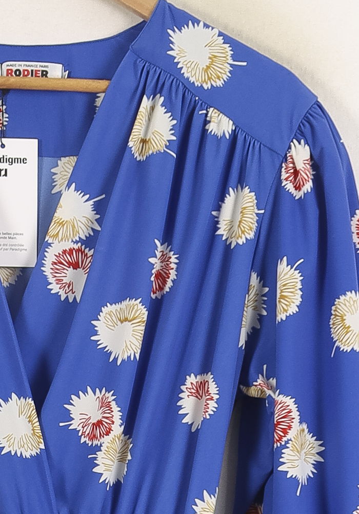 Robe Fleurie Bleue et Blanche - Taille L/40 de la marque Rodier | PARAD72371 - Vendu par Paradigme - Image 3