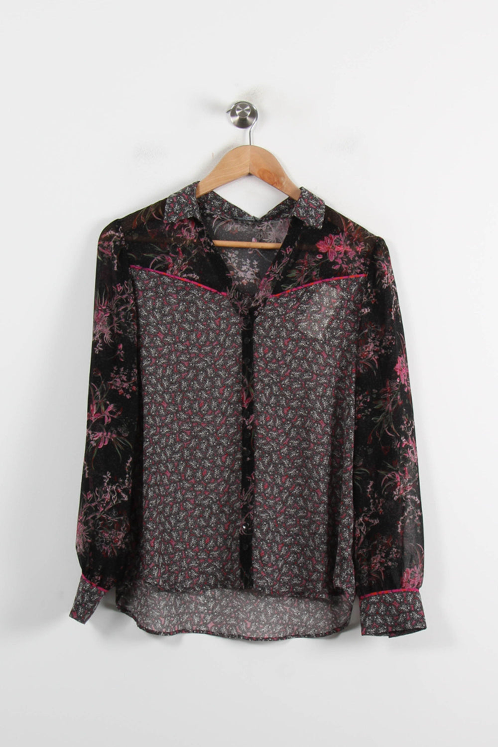 Chemise Noire et Rose - Taille M/38 de la marque One Step | PARAD72429 - Vendu par Paradigme - Image 2