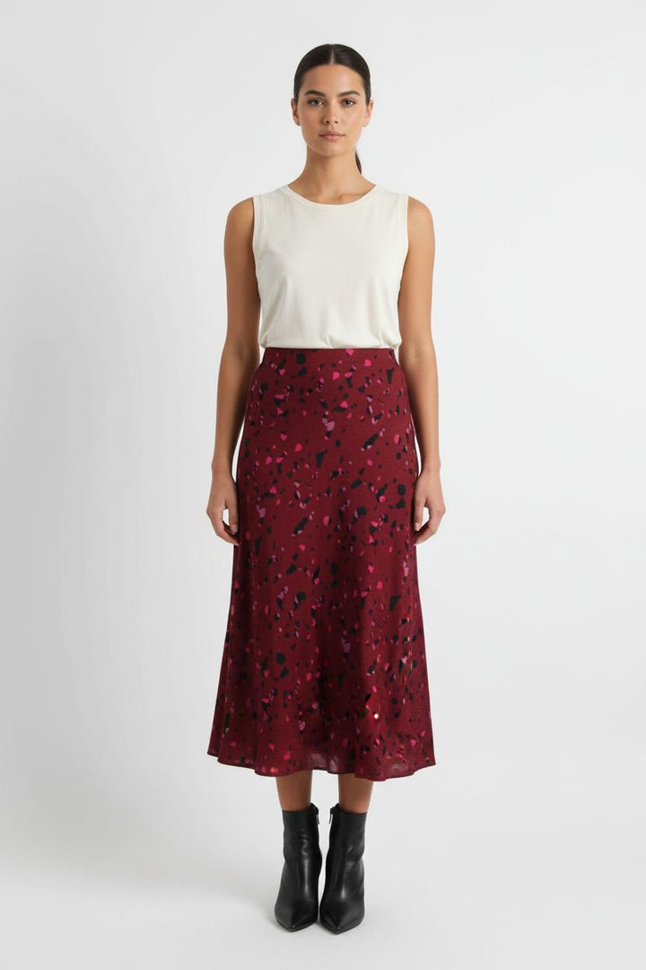 Jupe Midi Bordeaux et Noir - Taille S/36 de la marque ba&sh | PARAD72453 - Vendu par Paradigme - Image 1