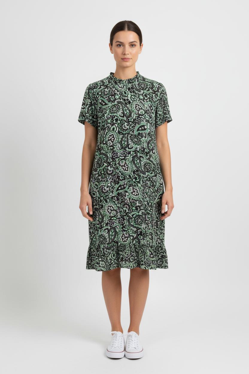 Robe Imprimée Verte et Noire - Taille L/40 de la marque IKKS | PARAD72458 - Vendu par Paradigme - Image 1