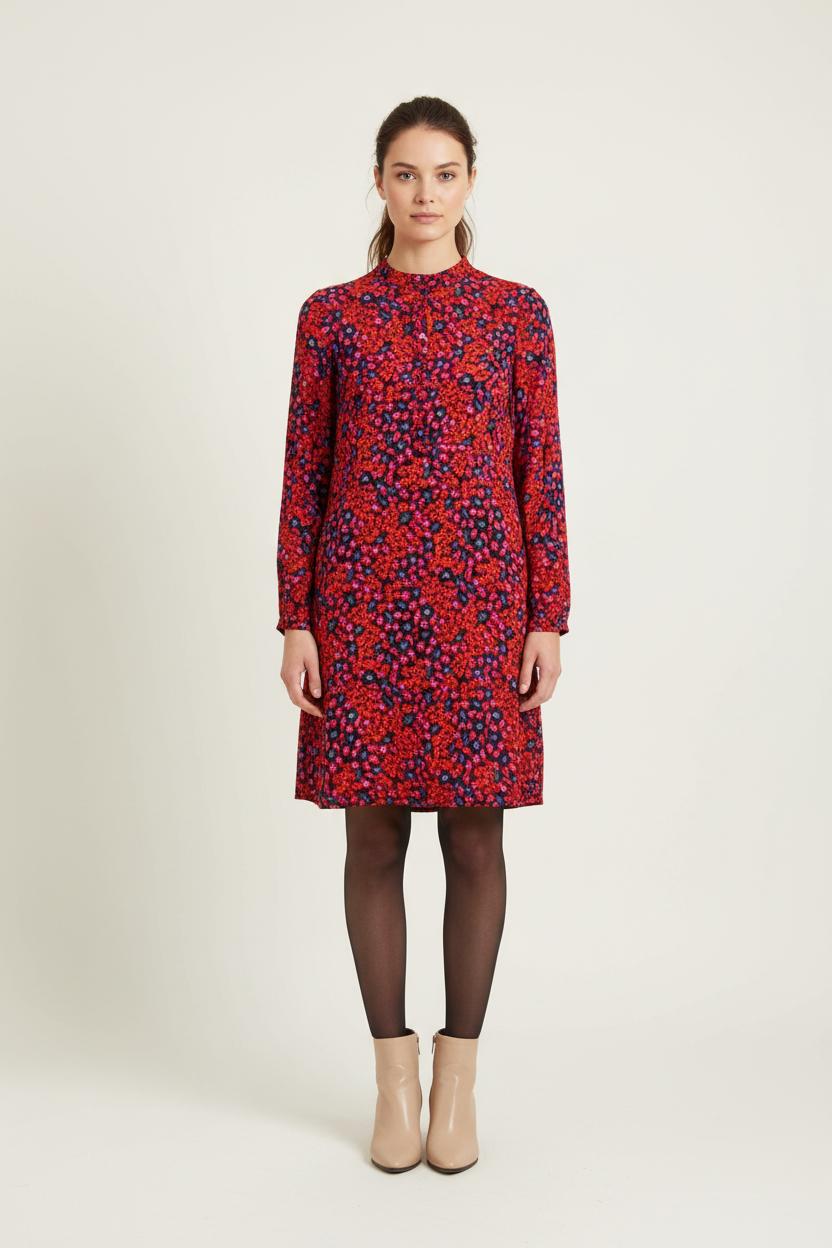Robe Fleurie Rouge et Noire - Taille L/40 de la marque La Fée Maraboutée | PARAD72460 - Vendu par Paradigme - Image 1