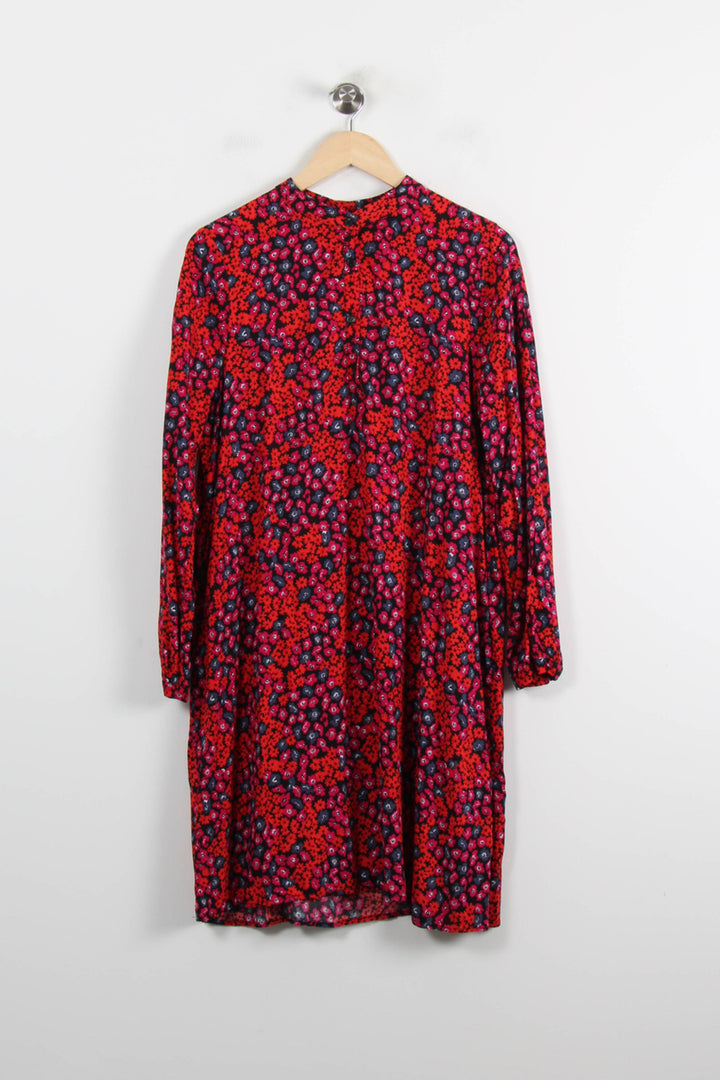 Robe Fleurie Rouge et Noire - Taille L/40 de la marque La Fée Maraboutée | PARAD72460 - Vendu par Paradigme - Image 2