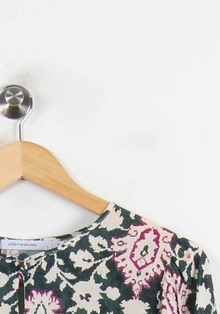 Blouse Imprimée Noir et Rose - Taille L/40 de la marque La Fée Maraboutée | PARAD72465 - Vendu par Paradigme - Image 3