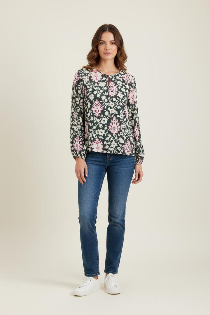 Blouse Imprimée Noir et Rose - Taille L/40 de la marque La Fée Maraboutée | PARAD72465 - Vendu par Paradigme - Image 1