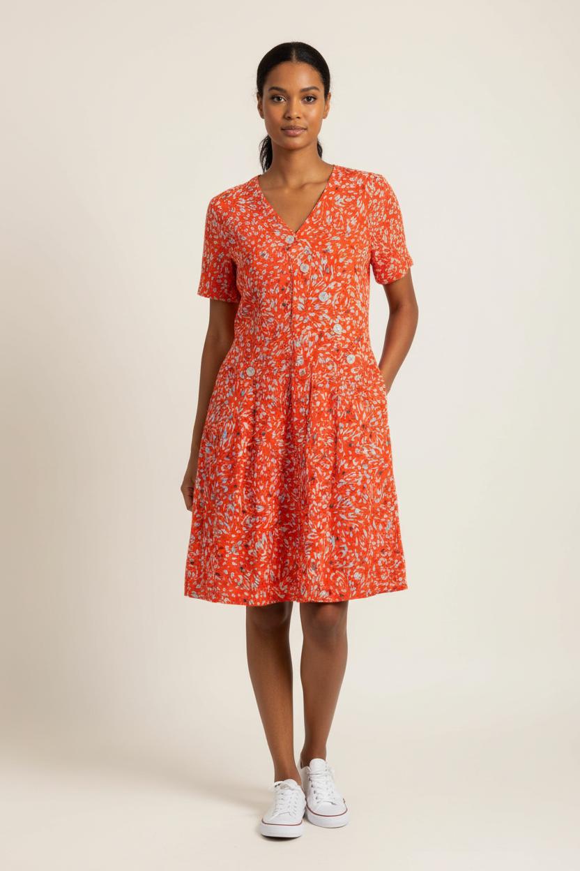 Robe Courte Orange et Blanche - Taille L/40 de la marque One Step | PARAD72469 - Vendu par Paradigme - Image 1