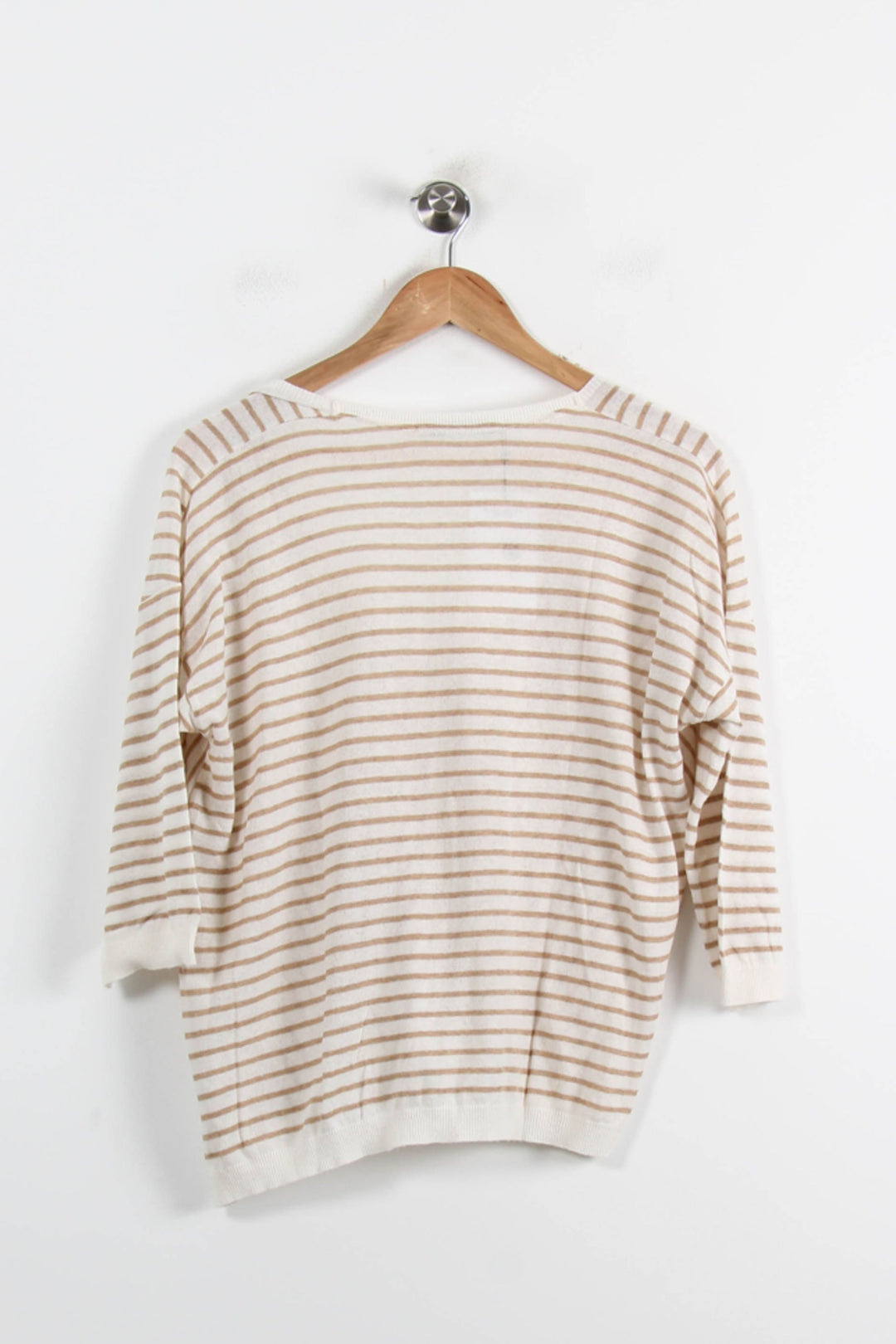 Pull Rayé Beige et Blanc - Taille M/38 de la marque La Fée Maraboutée | PARAD72471 - Vendu par Paradigme - Image 4