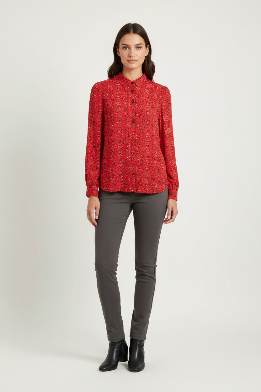 Blouse Rouge et Noire - Taille L/40 de la marque IKKS | PARAD72493 - Vendu par Paradigme - Image 1
