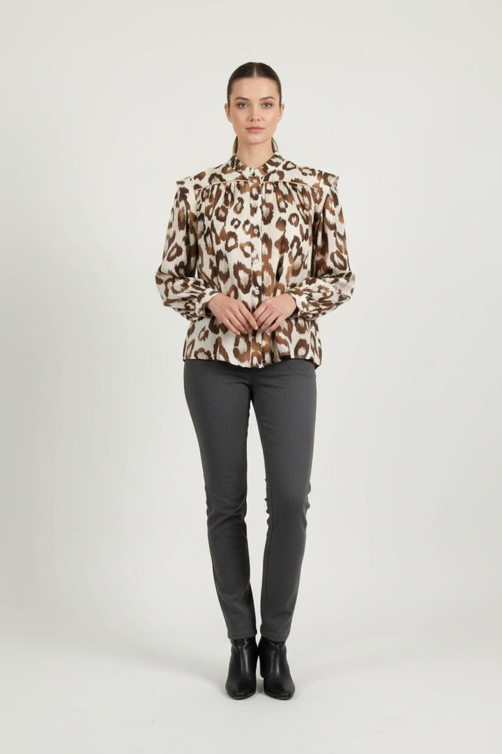 Blouse Léopard Beige et Marron - Taille L/40 de la marque Imprevu | PARAD72568 - Vendu par Paradigme - Image 1