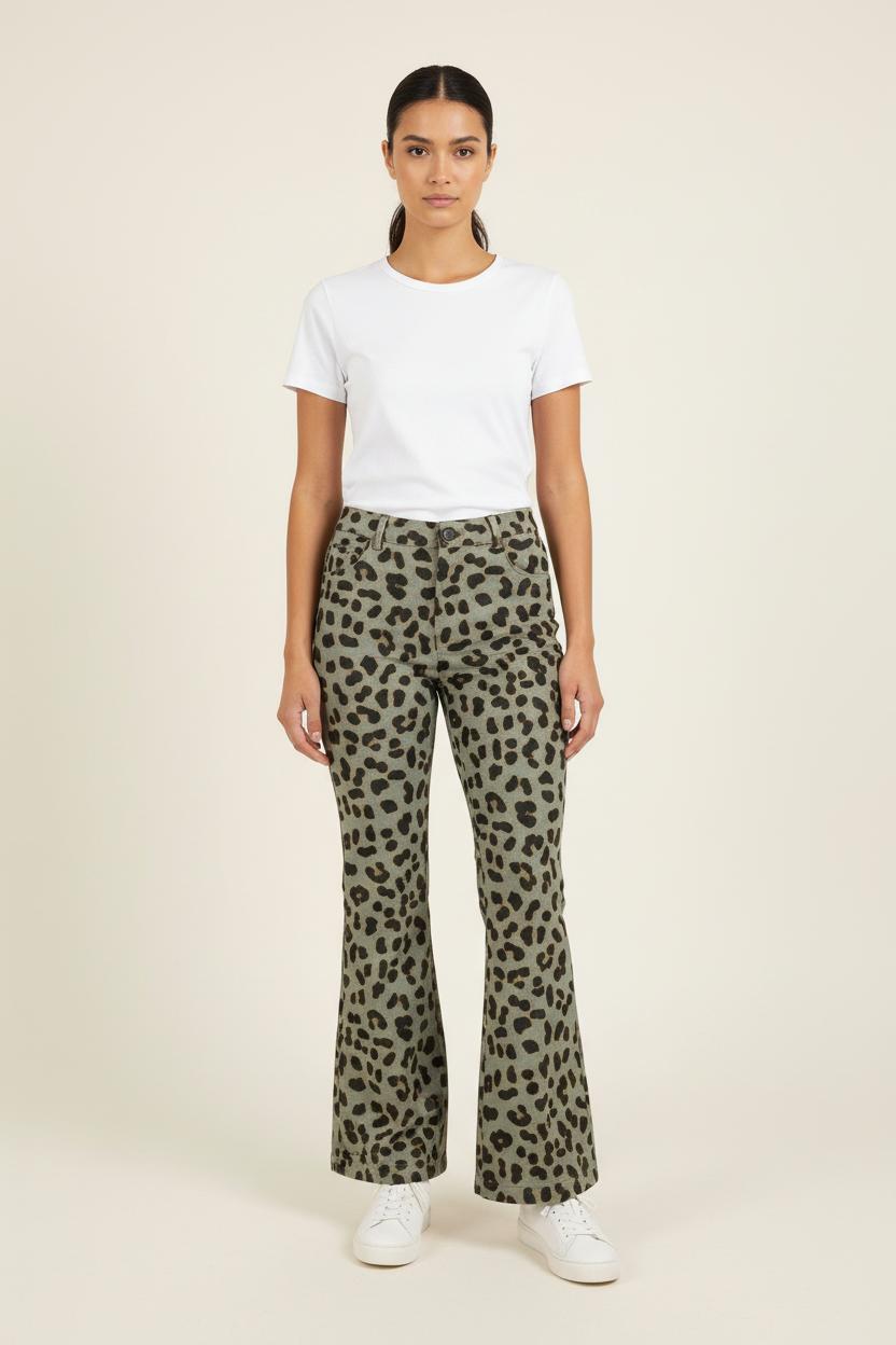 Pantalon Évasé Léopard Beige et Noir - Taille S/36 de la marque Imprevu | PARAD72575 - Vendu par Paradigme - Image 1