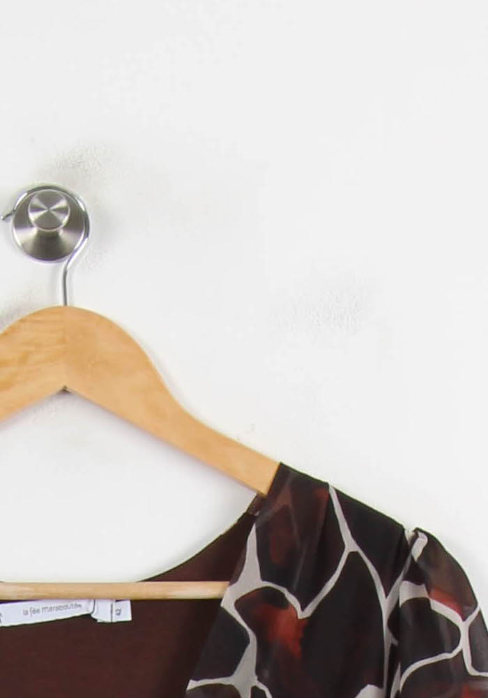 Robe Longue Marron et Noir - Taille XL/42 de la marque La Fée Maraboutée | PARAD72578 - Vendu par Paradigme - Image 3