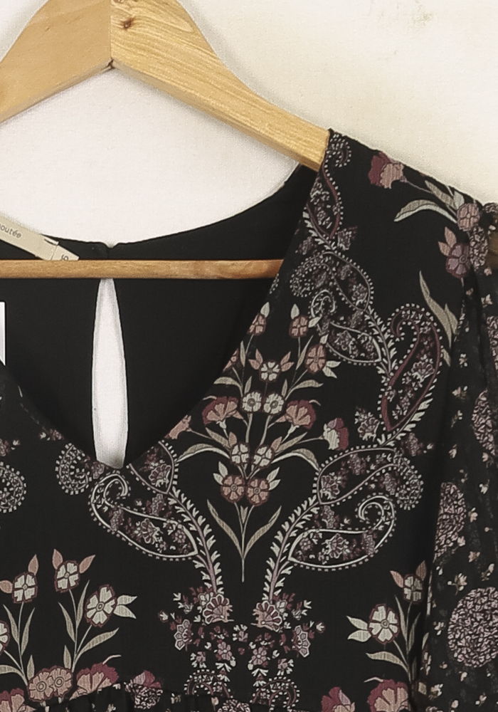 Robe Fleurie Noire - Taille S/36 de la marque La Fée Maraboutée | PARAD72582 - Vendu par Paradigme - Image 3