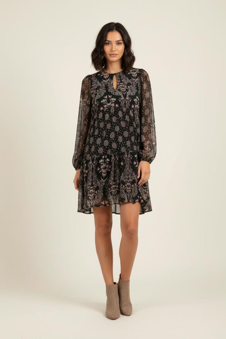 Robe Fleurie Noire - Taille S/36 de la marque La Fée Maraboutée | PARAD72582 - Vendu par Paradigme - Image 1