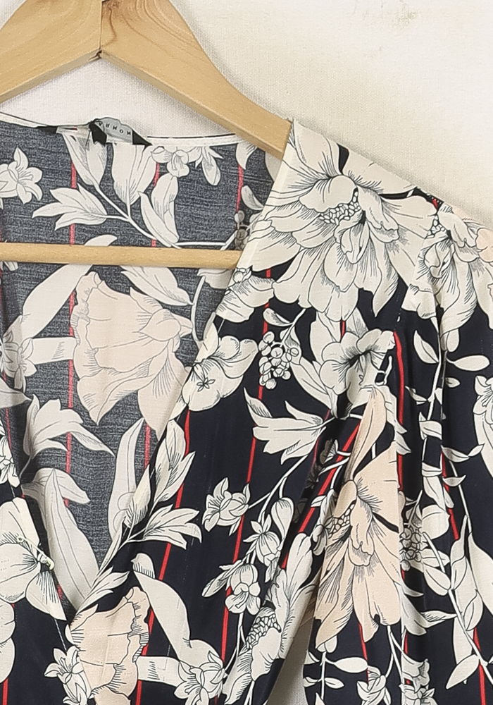 Robe Portefeuille Bleu et Blanc - Taille M/38 de la marque Tara Jarmon | PARAD72592 - Vendu par Paradigme - Image 3