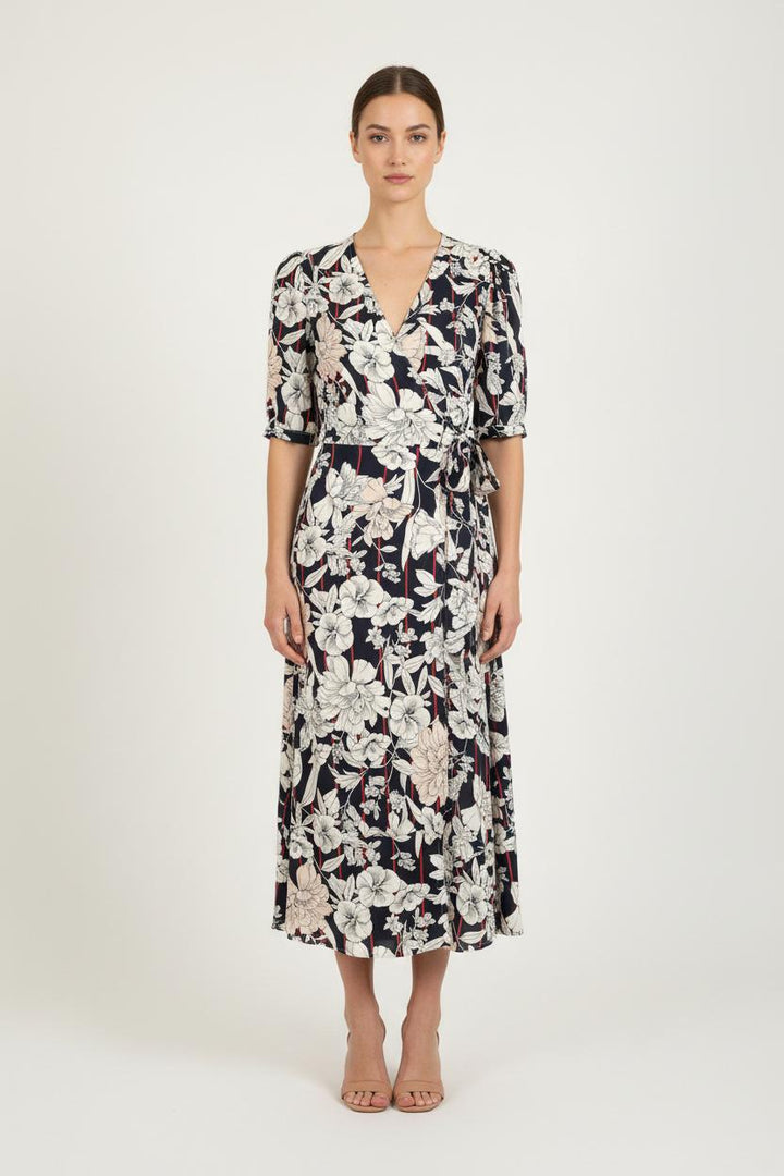 Robe Portefeuille Bleu et Blanc - Taille M/38 de la marque Tara Jarmon | PARAD72592 - Vendu par Paradigme - Image 1
