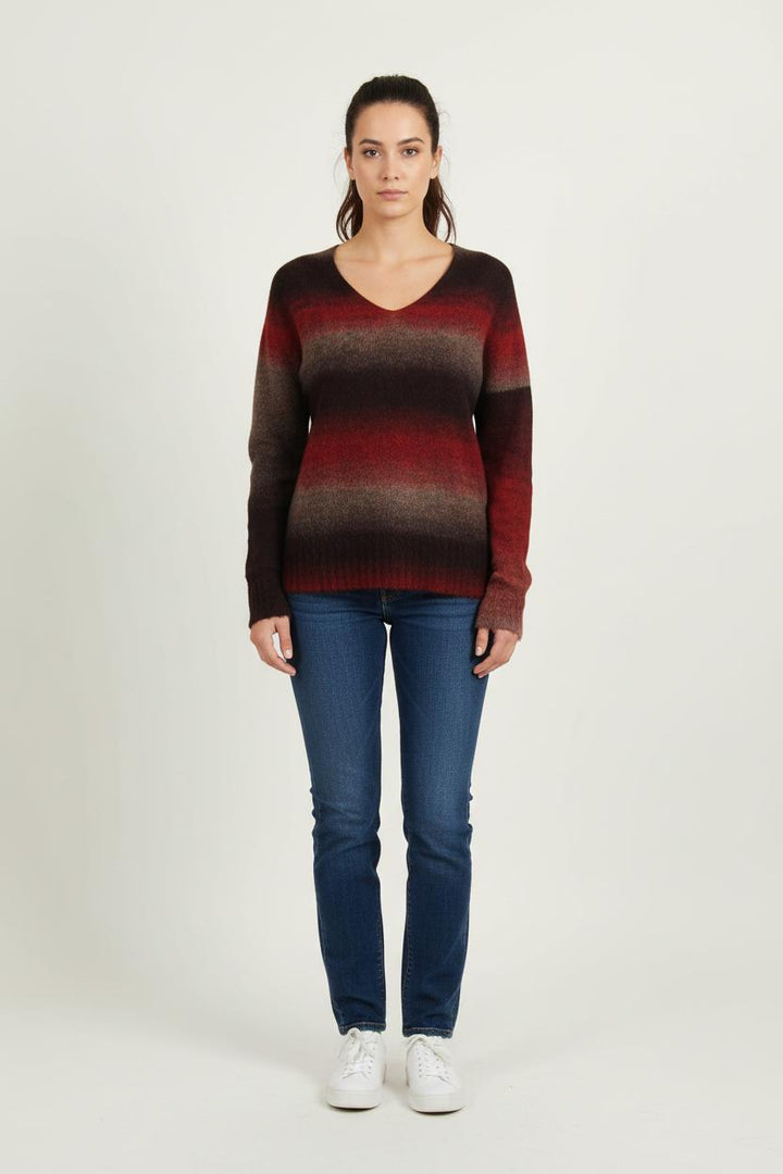 Pull Rouge et Marron - Taille L/40 de la marque La Fée Maraboutée | PARAD72599 - Vendu par Paradigme - Image 1