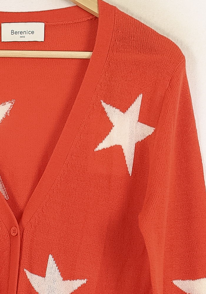 Cardigan Orange et Blanc - Taille S/36 de la marque Bérénice | PARAD72710 - Vendu par Paradigme - Image 3