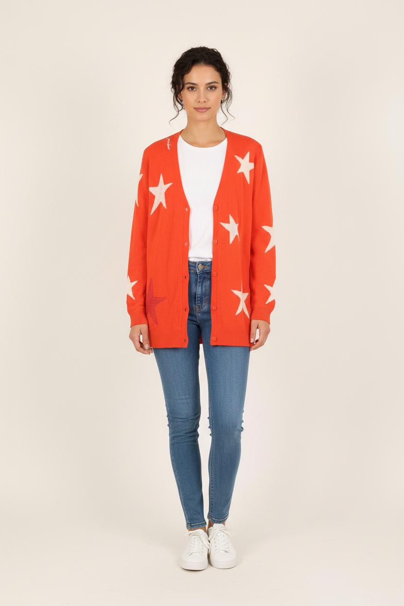 Cardigan Orange et Blanc - Taille S/36 de la marque Bérénice | PARAD72710 - Vendu par Paradigme - Image 1