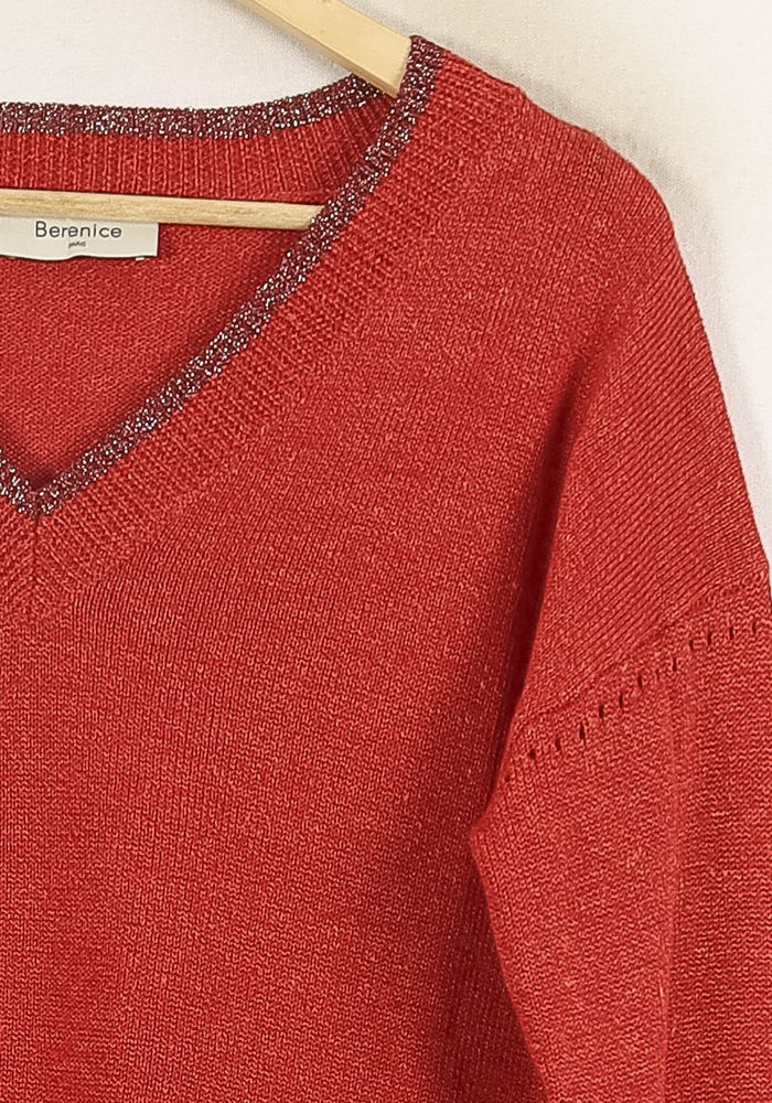 Pull Bordeaux et Gris - Taille S/36 de la marque Bérénice | PARAD72718 - Vendu par Paradigme - Image 3