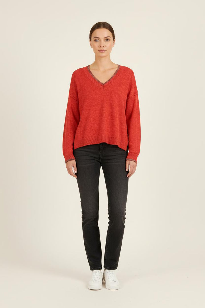 Pull Bordeaux et Gris - Taille S/36 de la marque Bérénice | PARAD72718 - Vendu par Paradigme - Image 1