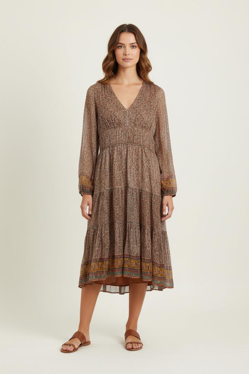 Robe Longue Marron et Jaune - Taille M/38 de la marque Vanessa Bruno | PARAD72758 - Vendu par Paradigme - Image 1