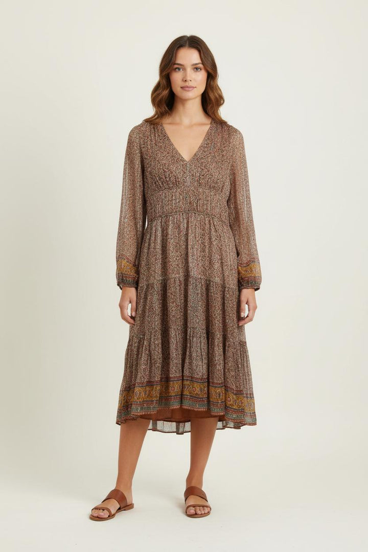 Robe Longue Marron et Jaune - Taille M/38 de la marque Vanessa Bruno | PARAD72758 - Vendu par Paradigme - Image 1