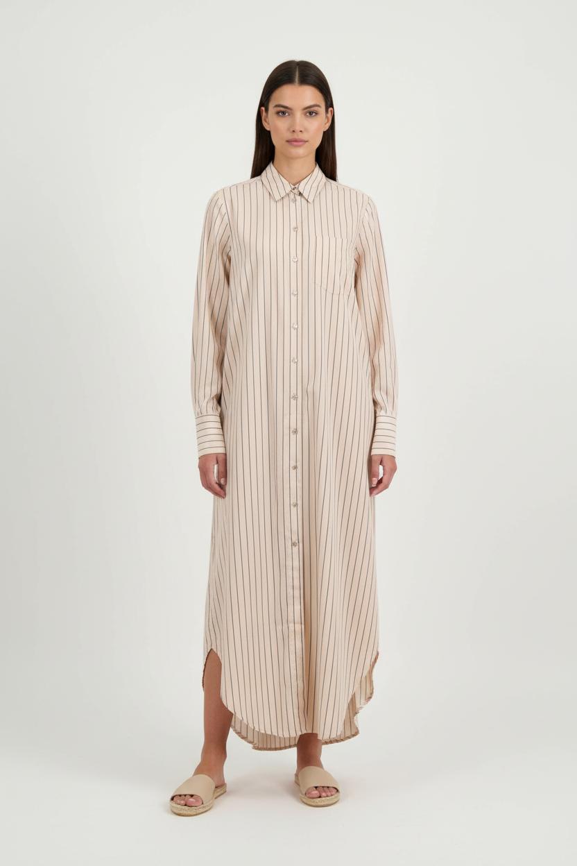 Robe chemise longue beige et noire - Taille M/38 de la marque Imperial | PARAD72761 - Vendu par Paradigme - Image 1