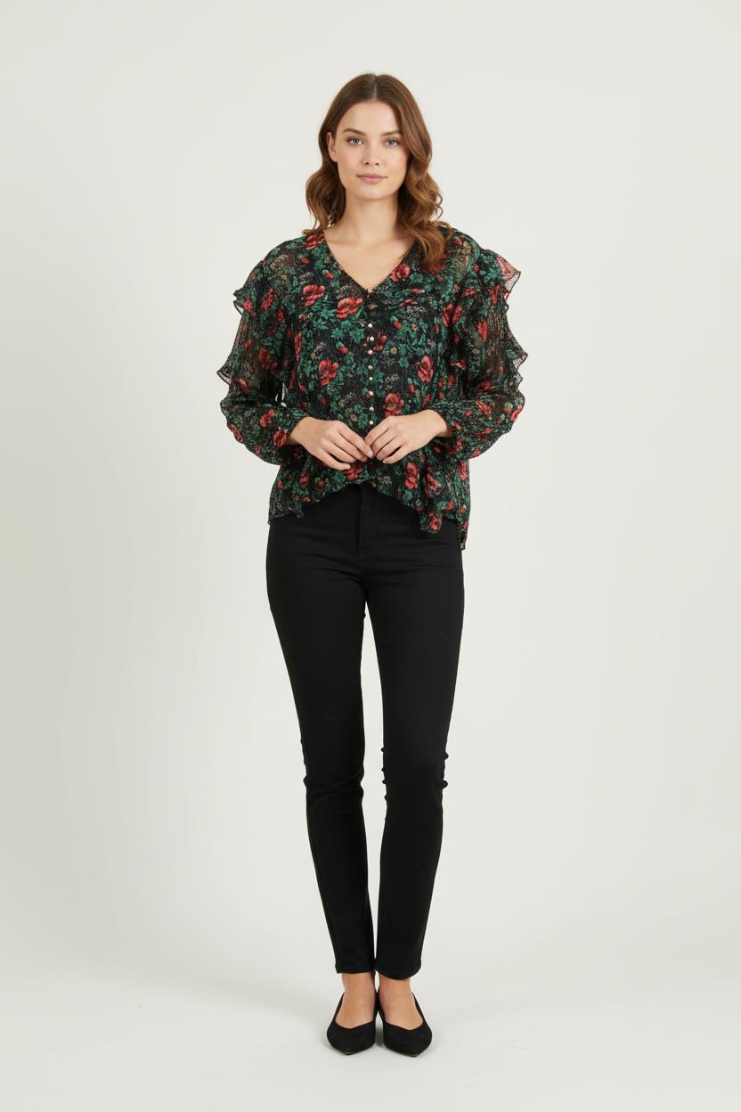 Blouse Verte et Rouge - Taille S/36 de la marque The Kooples | PARAD72780 - Vendu par Paradigme - Image 1