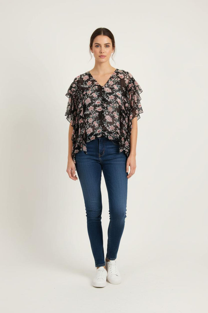 Blouse Noire et Rose - Taille S/36 de la marque The Kooples | PARAD72790 - Vendu par Paradigme - Image 1