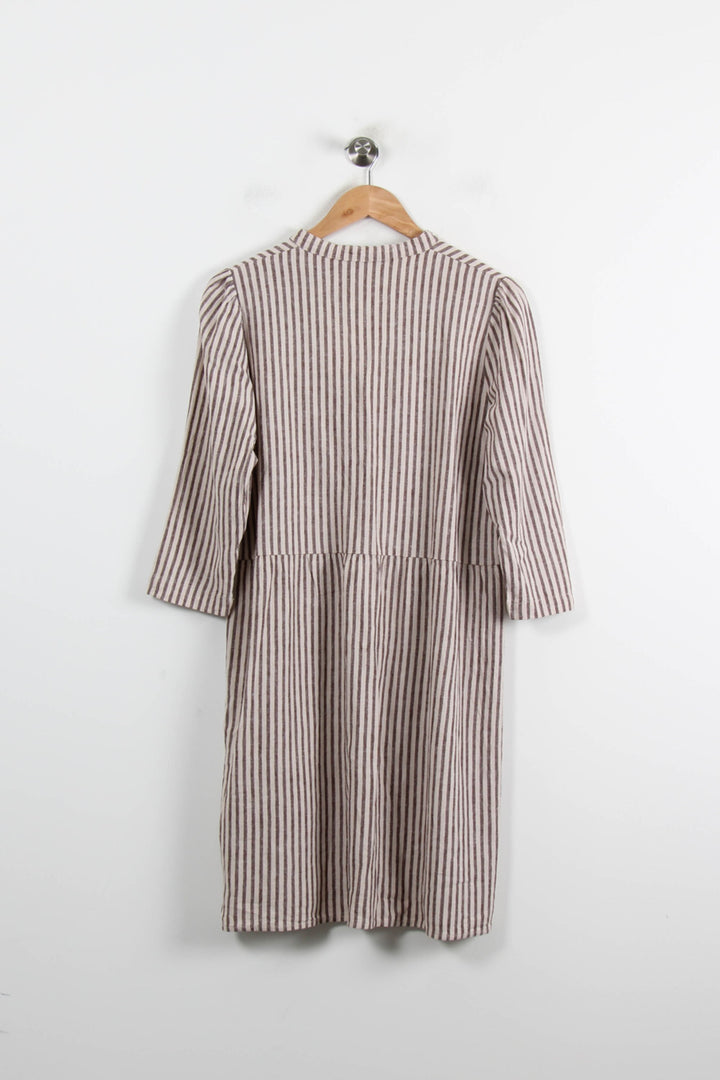 Robe Rayée Marron et Beige - Taille L/40 de la marque La Fée Maraboutée | PARAD72813 - Vendu par Paradigme - Image 4