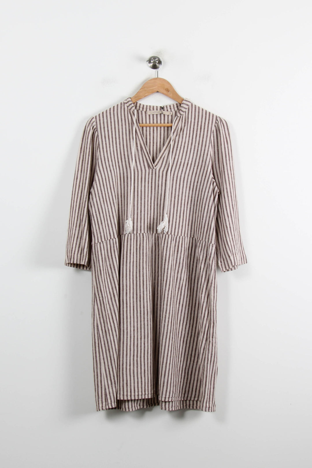 Robe Rayée Marron et Beige - Taille L/40 de la marque La Fée Maraboutée | PARAD72813 - Vendu par Paradigme - Image 2