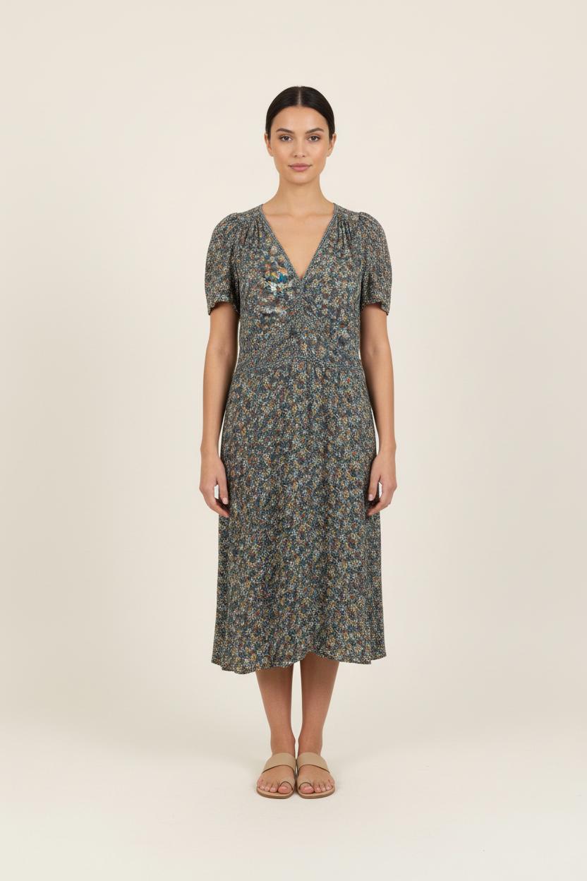 Robe Fleurie Verte - Taille M/38 de la marque Sessùn | PARAD72822 - Vendu par Paradigme - Image 1