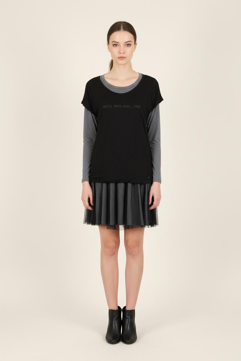 Robe Longue Noire et Grise - Taille L/40 de la marque IKKS | PARAD72852 - Vendu par Paradigme - Image 1