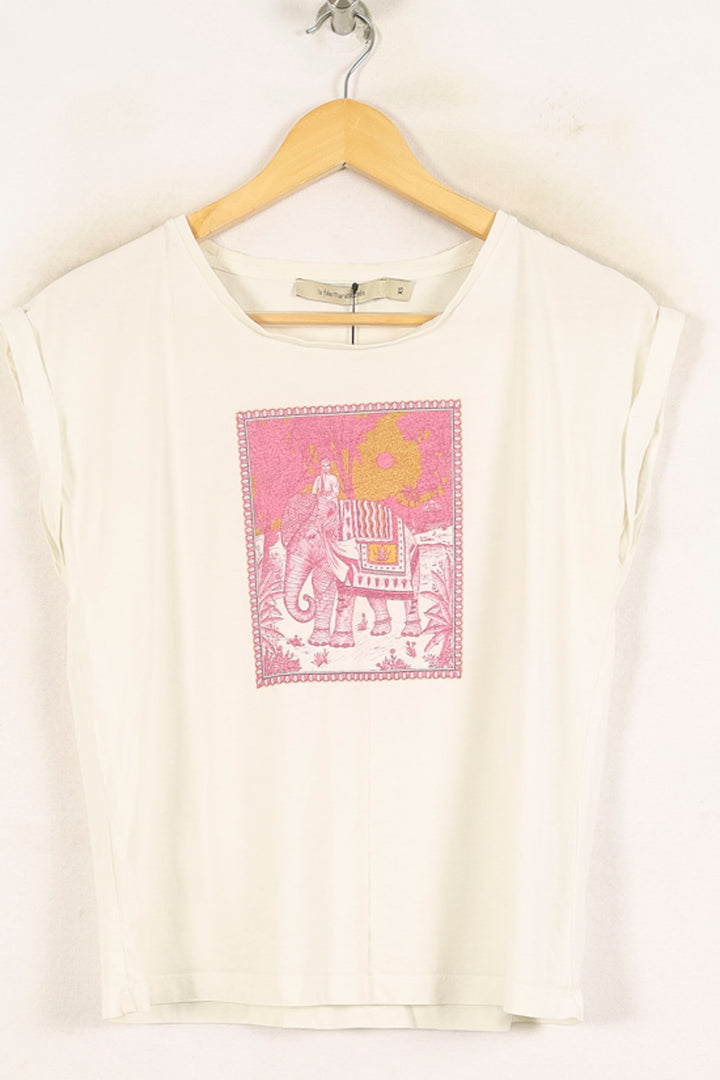 Tee-shirt Blanc et Rose - Taille XS/34 de la marque La Fée Maraboutée | PARAD72858 - Vendu par Paradigme - Image 2