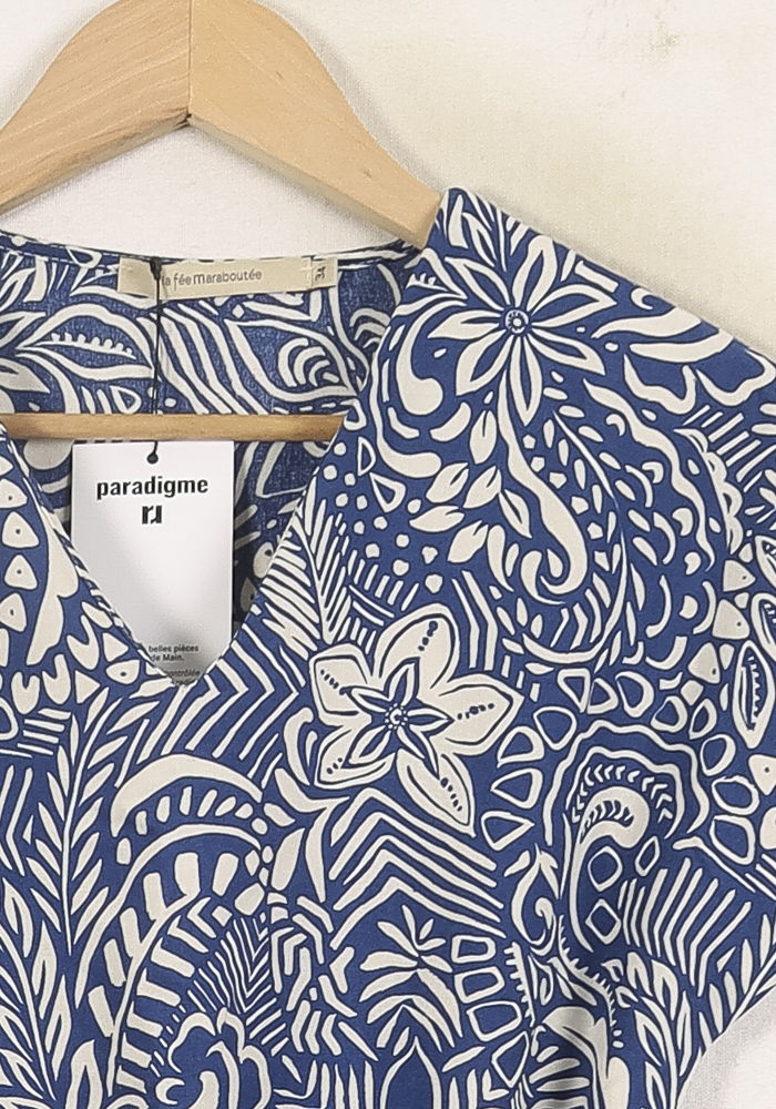 Robe Courte Bleue et Blanche - Taille XS/34 de la marque La Fée Maraboutée | PARAD72859 - Vendu par Paradigme - Image 3
