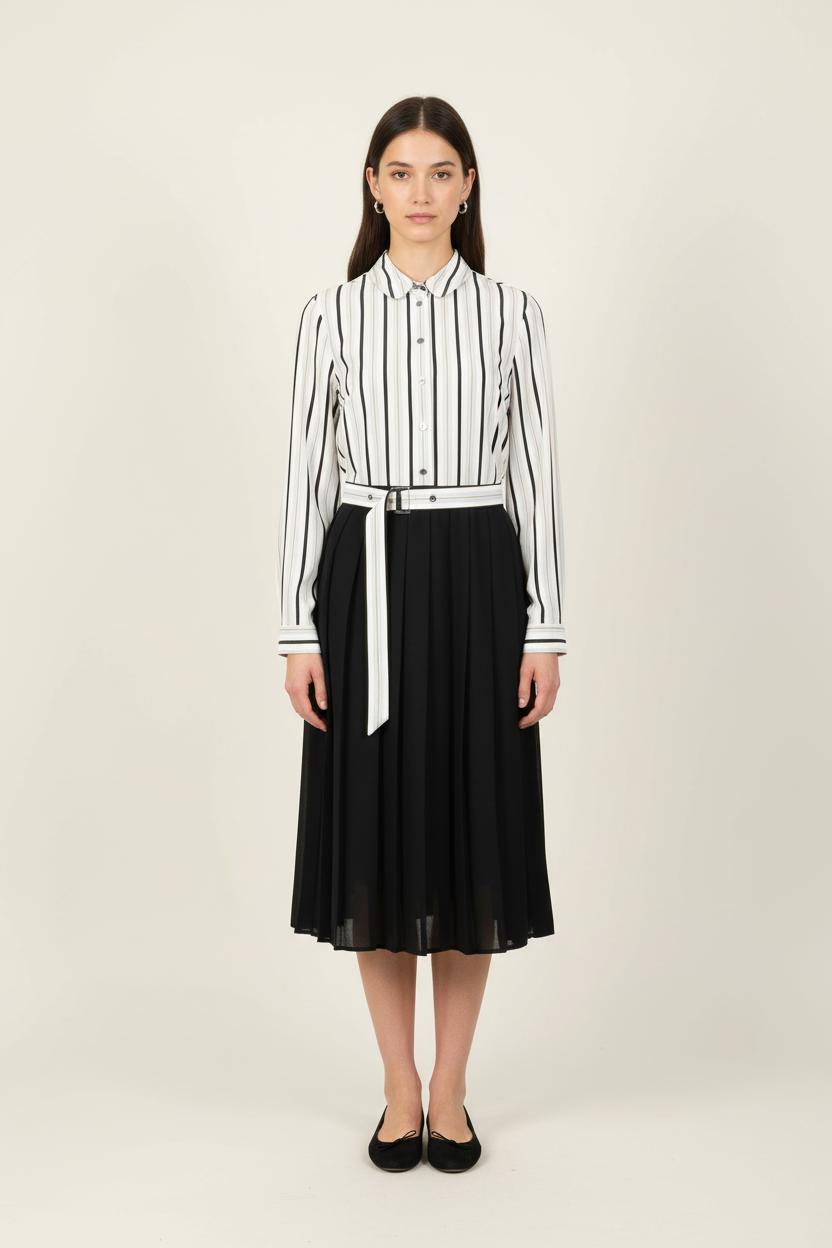 Robe Midi Noire et Blanche - Taille S/36 de la marque Claudie Pierlot | PARAD72864 - Vendu par Paradigme - Image 1