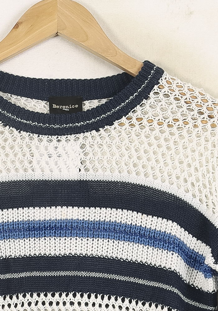 Pull Blanc et Bleu - Taille XS/34 de la marque Bérénice | PARAD72869 - Vendu par Paradigme - Image 3