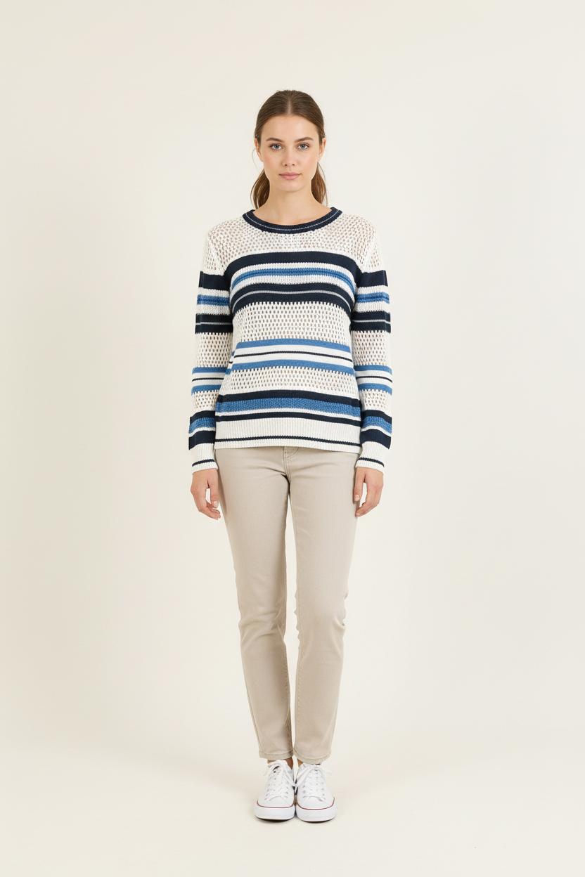 Pull Blanc et Bleu - Taille XS/34 de la marque Bérénice | PARAD72869 - Vendu par Paradigme - Image 1